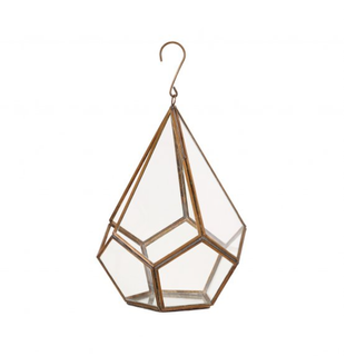 copper and glass terrarium with sturdy hook