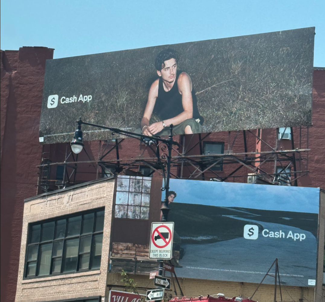 Timothee Chalamet on a billboard