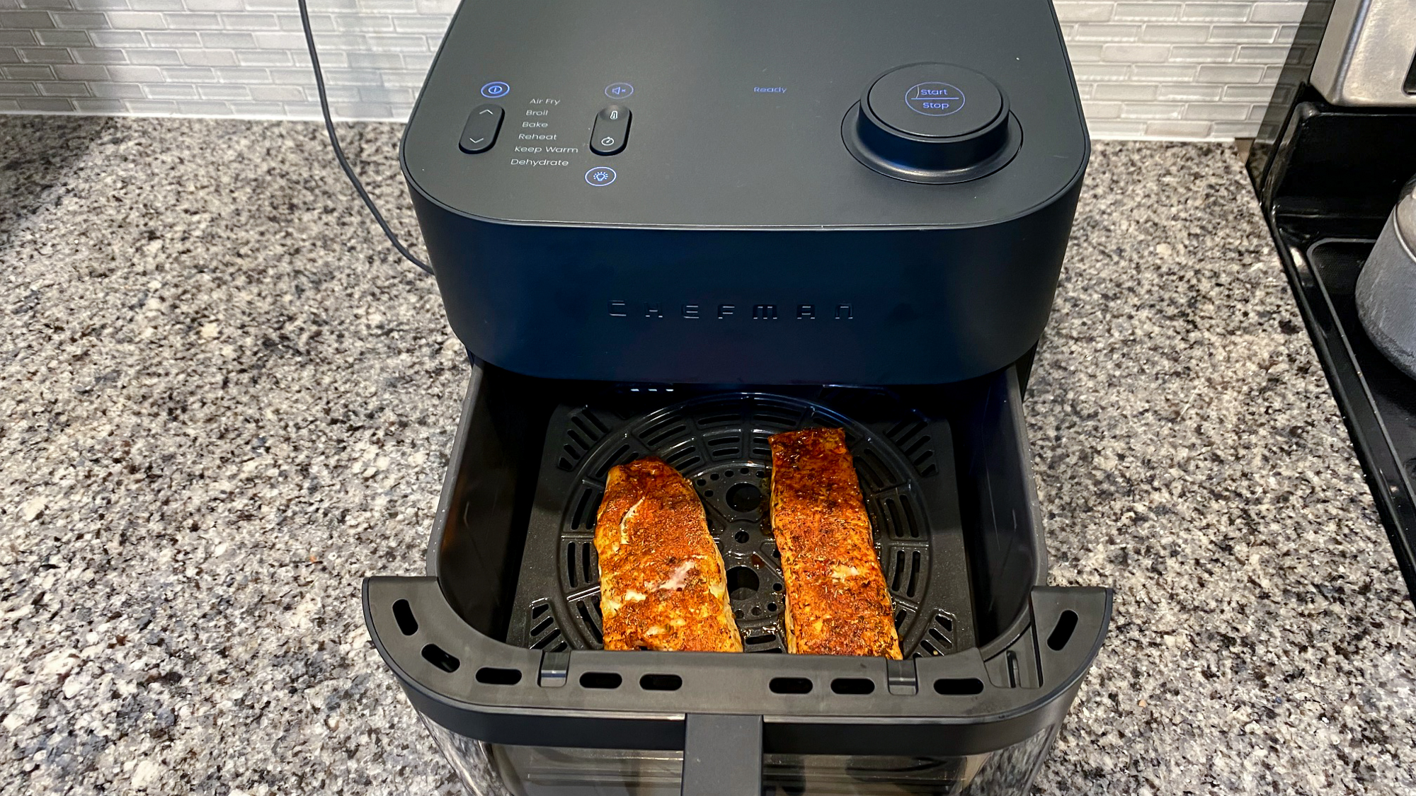 Chefman Crispinator cooking salmon