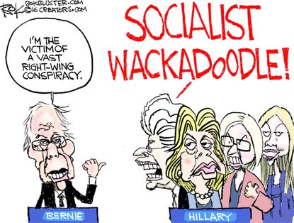 Political cartoon U.S. Hillary Clinton Bernie socialist