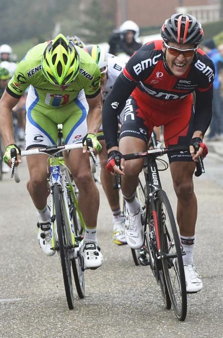 Greg Van Avermaet (BMC) leads Peter Sagan (Cannondale)