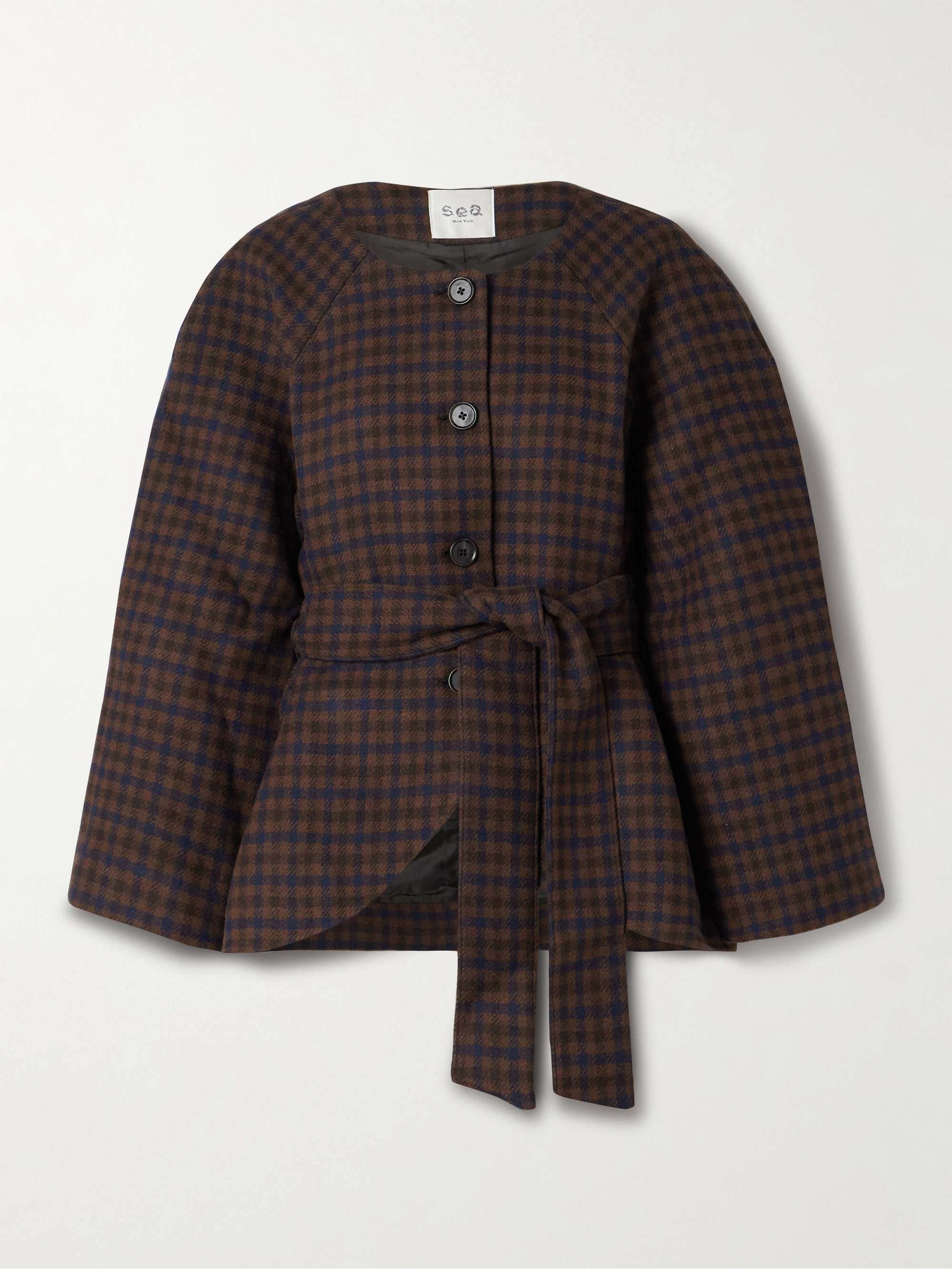 Beatrice Belted Checked Woven Jacket