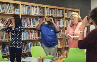 Mountain Brook Assistant Principal Christy Christian and School Technology Coordinator Sharon Mumm explore the prospects of introducing Google Exploration into Mountain Brook Elementary Schools.  