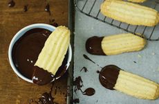 Chocolate-dipped Viennese finger biscuits