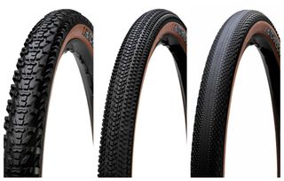Images three Hutchinson gravel tyres in a 50mm width