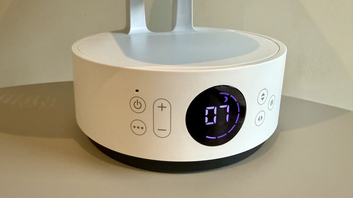 The MeacoFan Sefte Pro 10" Table Air Circulator pictured on a grey table