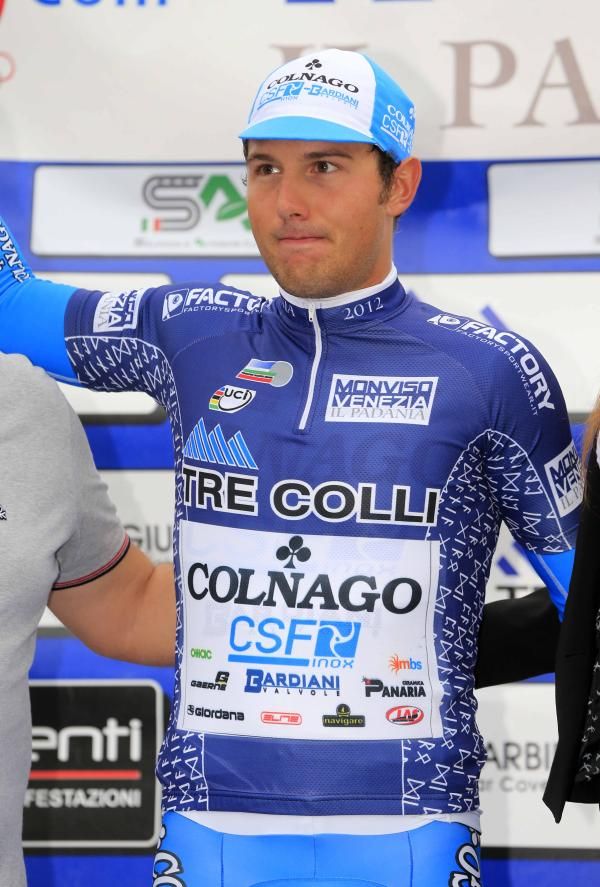 Sonny Colbrelli (Colnago-CSF Inox) in the blue jersey of Giro di Padania leader.