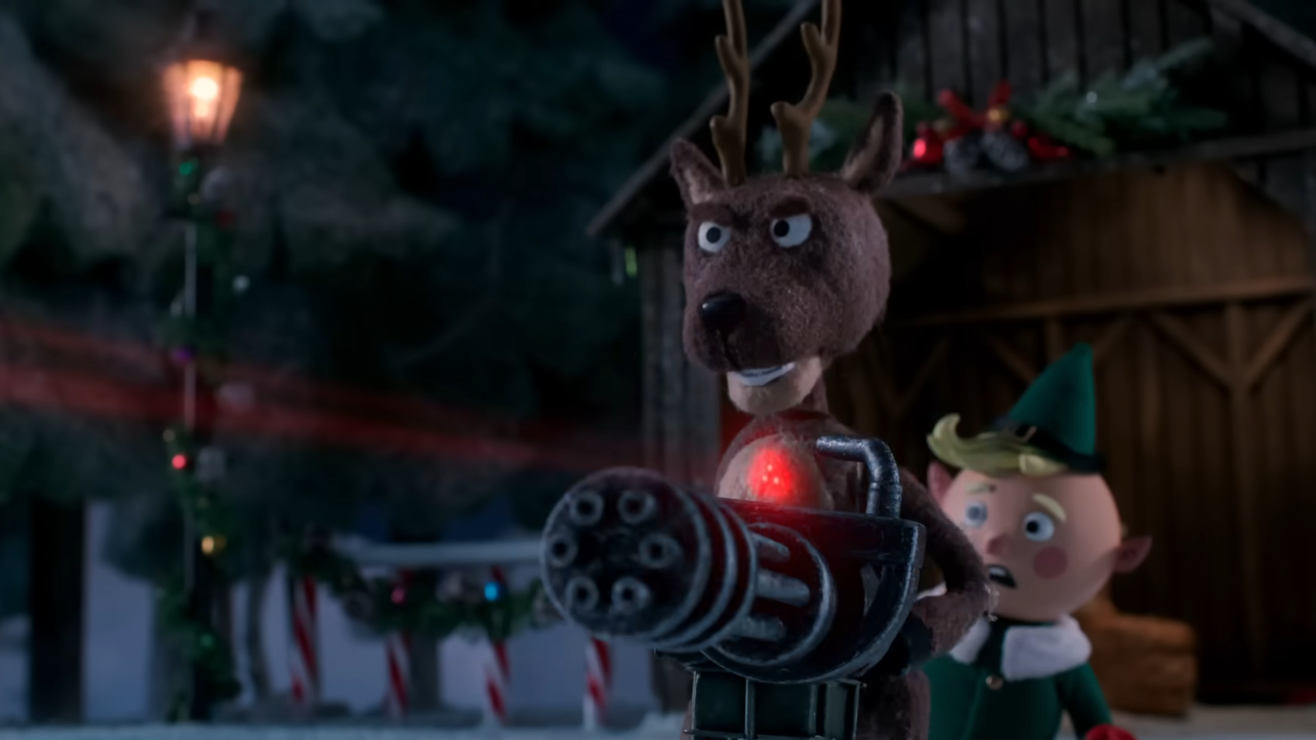 Screenshot from stop-motion animated Holiday Short "The Predator: Holiday Special "
