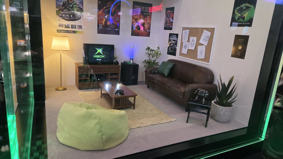 Miniature IKEA furniture and Xbox console