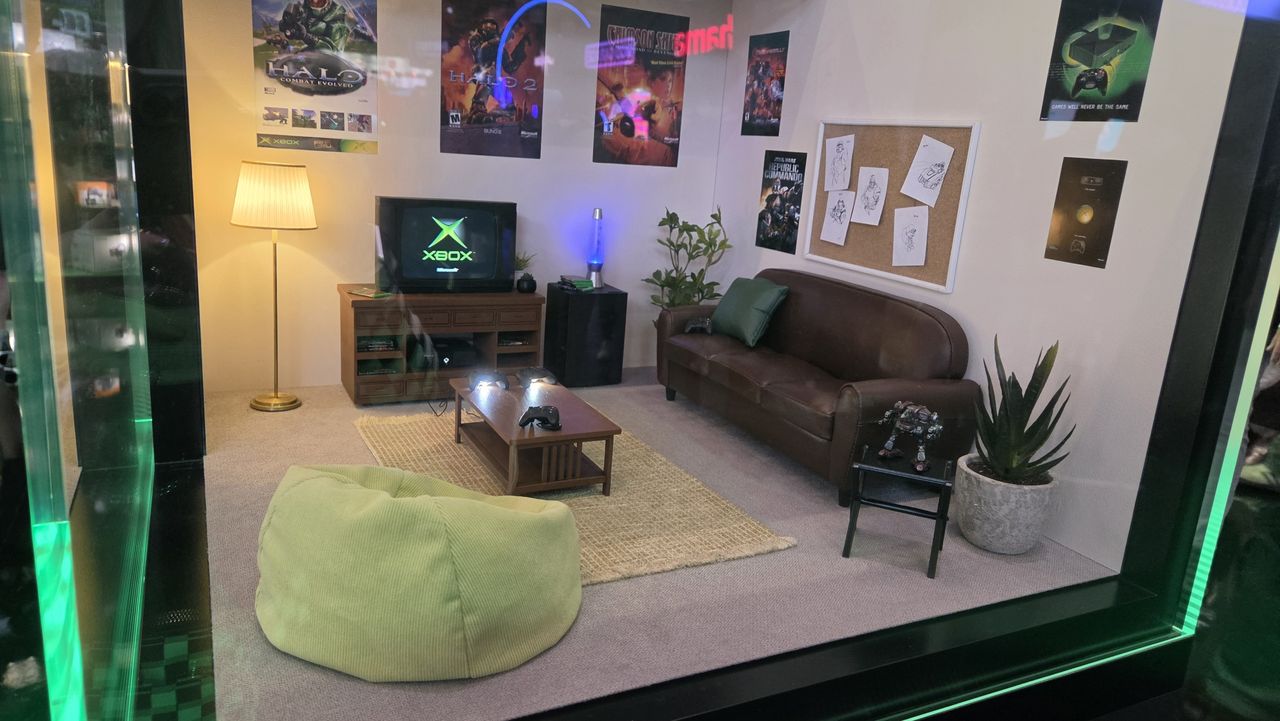 Miniature IKEA furniture and Xbox console