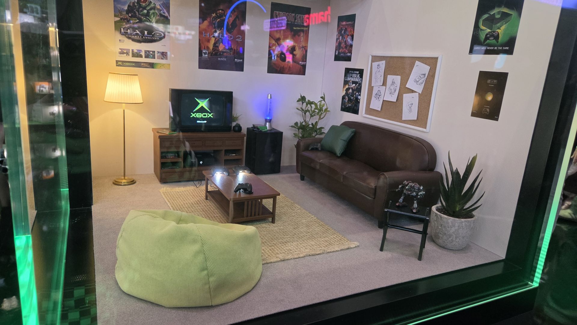 Miniature IKEA furniture and Xbox console
