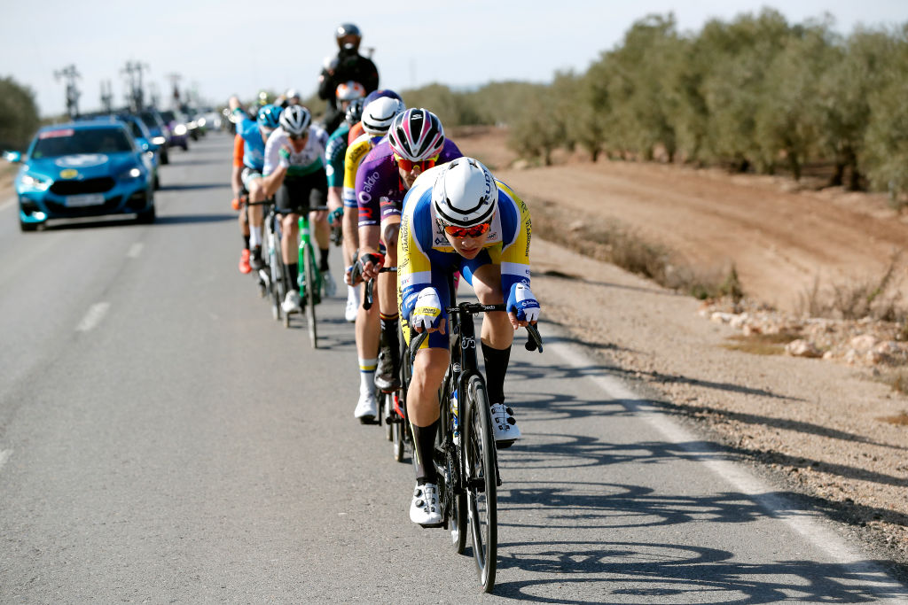 IZNAJAR SPAIN FEBRUARY 16 Rune Herregodts of Belgium and Team Sport Vlaanderen Baloise competes in the breakaway during the 68th Vuelta A Andalucia Ruta Del Sol 2022 Stage 1 a 2007km at stage from Ubrique to Iznjar 514m 68RdS on February 16 2022 in Iznjar Spain Photo by Bas CzerwinskiGetty Images