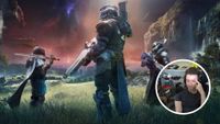 Destiny 2 characters look into the horizon; streamer Datto reacts on stream to the news that Destiny 2 content updates are ending.