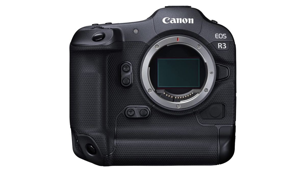 Canon EOS R3 on a white background on sale for amazon prime day