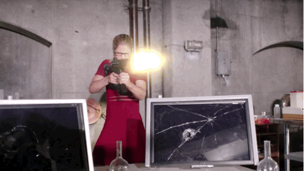 Felicity With Machine Gun