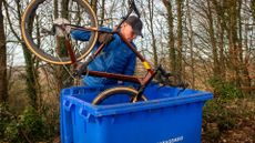 Wilier Jena being loaded into a large wheelie bin