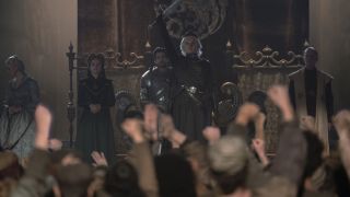 Tom Glynn-Carney at Aegon's coronation in House of the Dragon Season 1x09