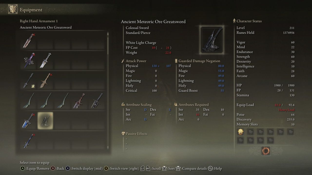 Elden Ring: Shadow of the Erdtree legendary weapons - Ore Greatsword stats