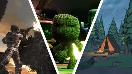 A feature image depicting scenes from three games. From left to right: Earth Defense Force 6, Sackboy: A Big Adventure, Blue Prince.