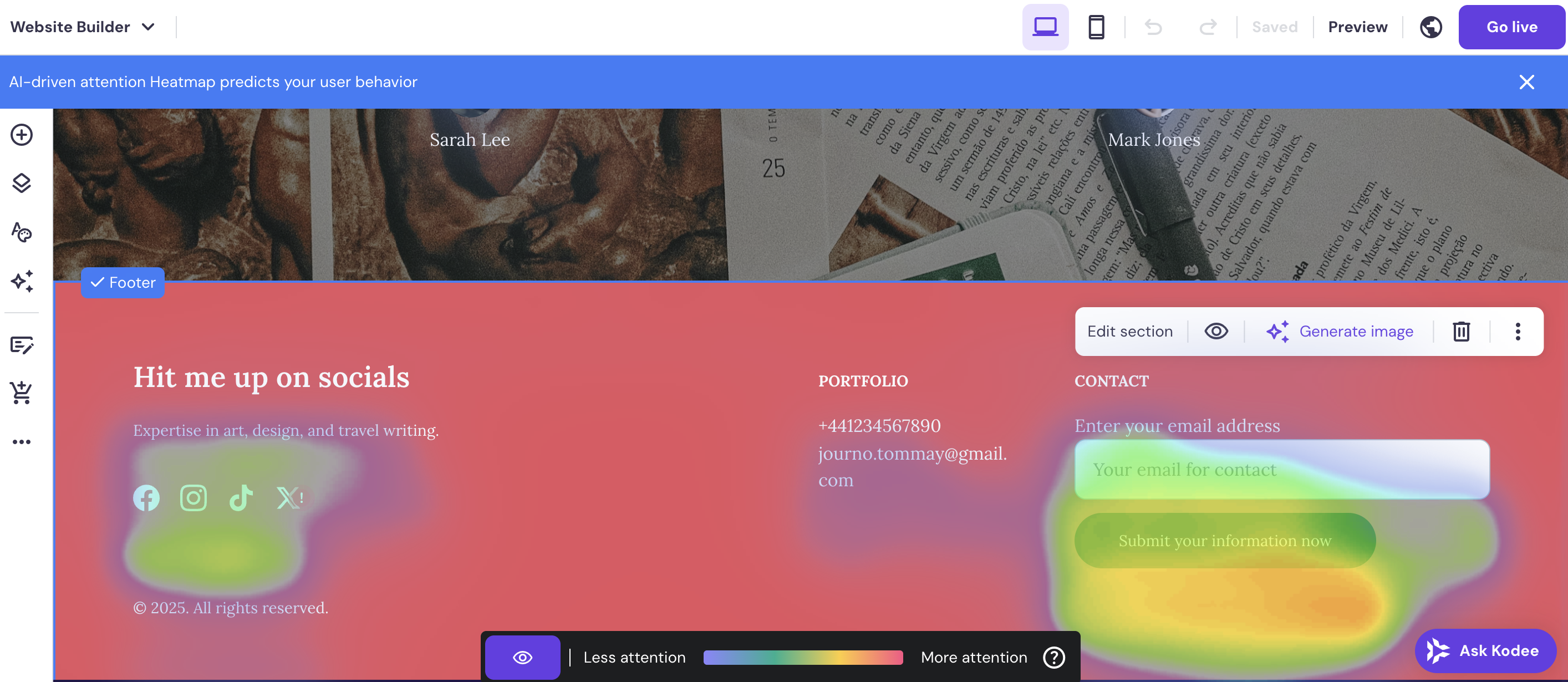 Screenshot of AI heatmap
