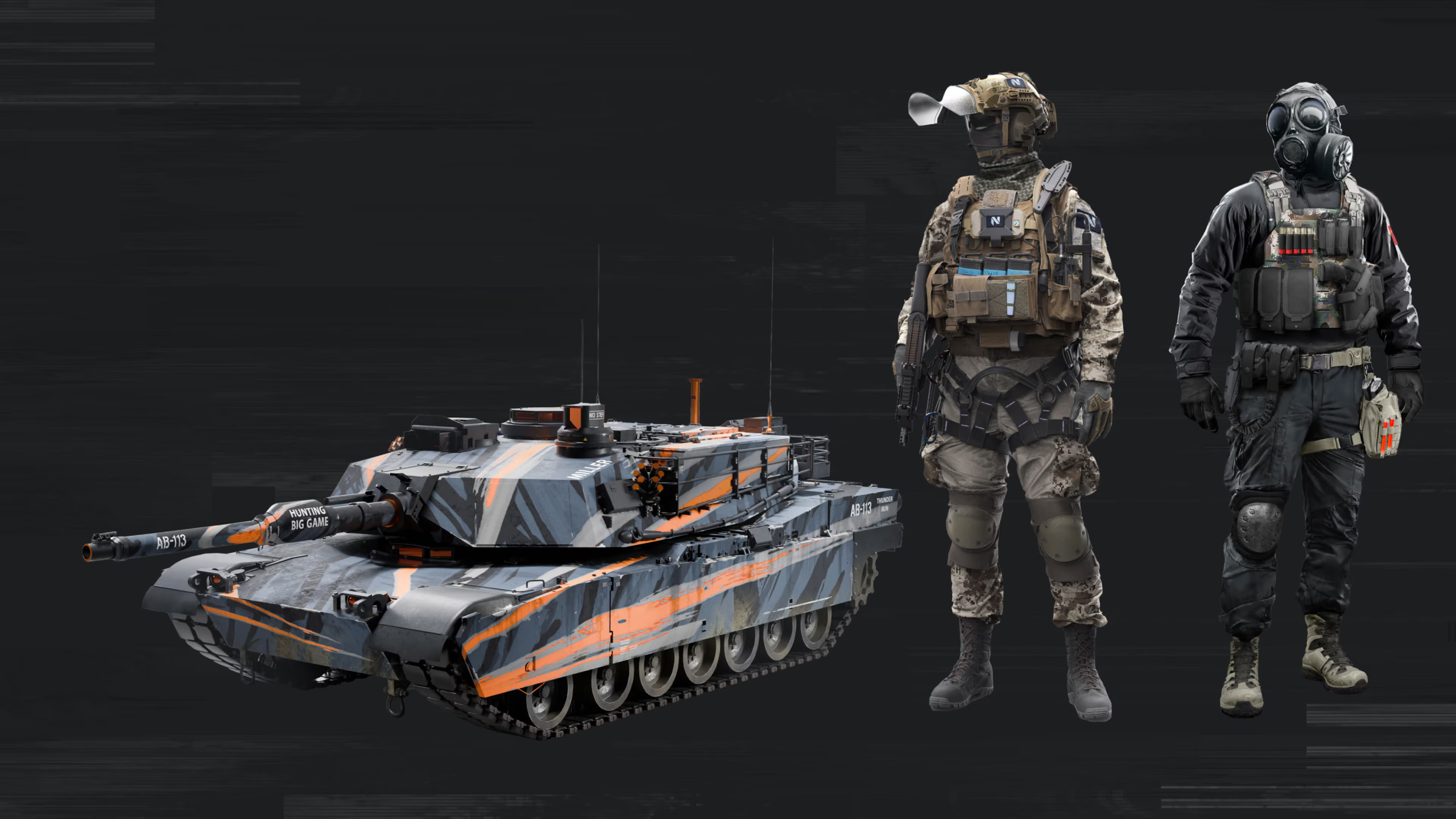 Battlefield 6 Road to Battlefield 2042 event: A preview of the event rewards, including two soldier costumes and a tank camo.