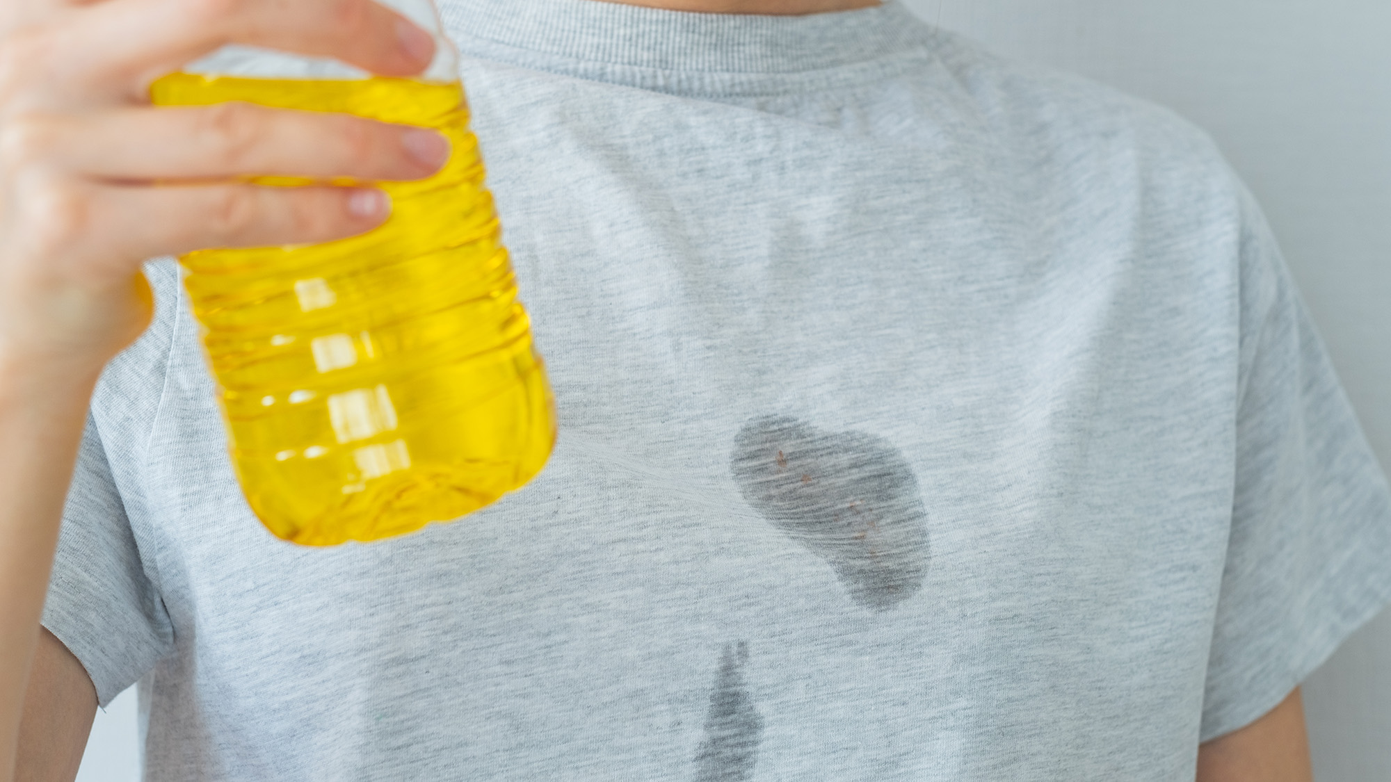 Cooking oil on t-shirt