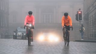 Commuters riding in mist around Edinburgh
