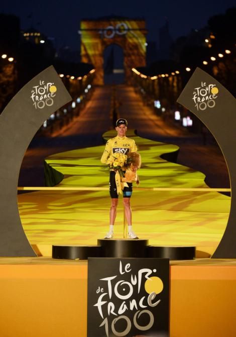 The winner of the 100th Tour de France, Sky's Chris Froome