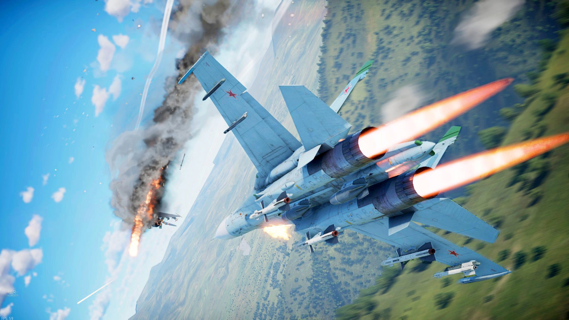 Jet shooting down another jet in War Thunder