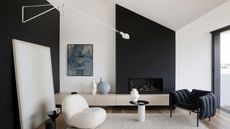 black and white minimalist living room 