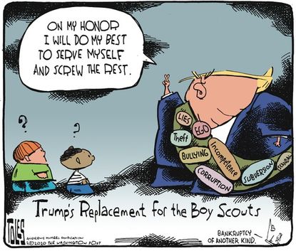Political Cartoon U.S. Boy Scouts Trump honor code