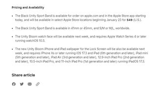 Text on Apple's site mentioning iOS 17.3