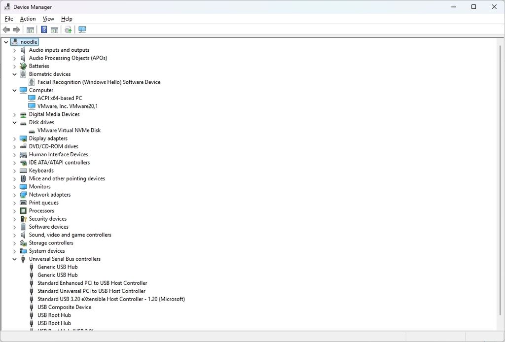 Device Manager hardware drivers