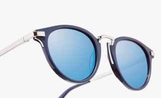 A pair of blue framed sunglasses