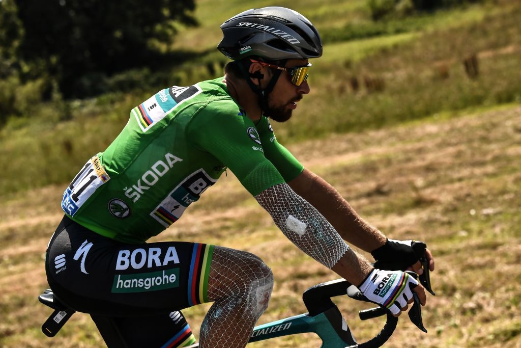 Peter Sagan shows the effects of his high-speed crash