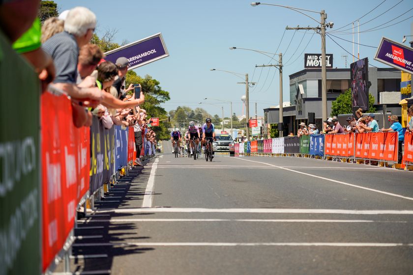 Charging toward the Raglan Parade finish line at the 2024 Melbourne to Warrnambool