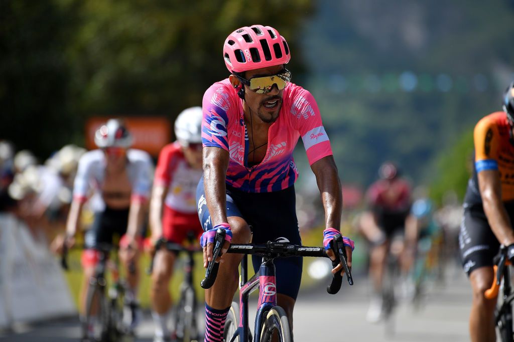 SAINT MARTIN DE BELLEVILLE FRANCE AUGUST 14 Arrival Daniel Felipe Martinez Poveda of Colombia and Team EF Education First during the 72nd Criterium du Dauphine 2020 Stage 3 a 157km stage from Corenc to Saint Martin de Belleville 1419m dauphine Dauphin on August 14 2020 in Saint Martin de Belleville France Photo by Justin SetterfieldGetty Images