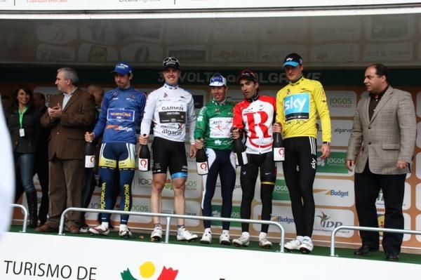 The classification leaders on the podium.