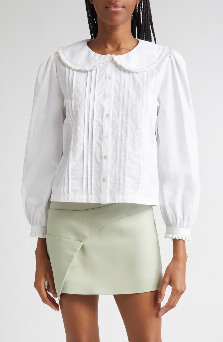 Crayon Eyelet Trim Cotton Poplin Shirt