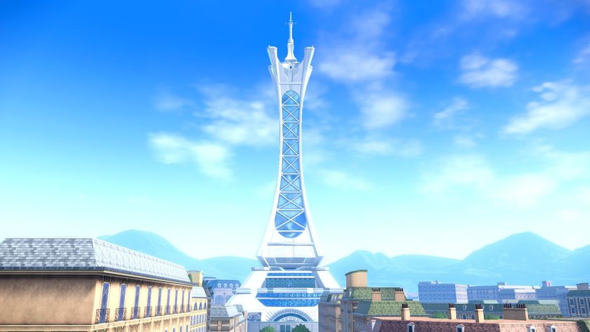 prisim tower standing tall and proud in the center of lumiose city