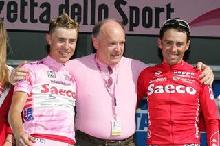 Cunego (l) stole Simoni's thunder by winning the 2004 Giro.