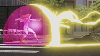 Aton Eve using her powers to deflect an electricity bolt in Invincible season 3