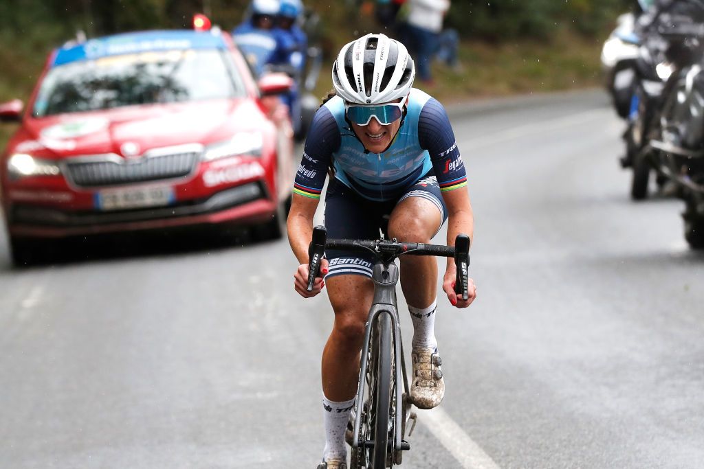 ROUBAIX FRANCE OCTOBER 02 Elisabeth DeignanArmitstead of United Kingdom and Team Trek Segafredo competes in the breakaway during the 1st ParisRoubaix 2021 Womens Elite a 1164km race from Denain to Roubaix ParisRoubaixFemmes ParisRoubaix on October 02 2021 in Roubaix France Photo by Bas CzerwinskiGetty Images