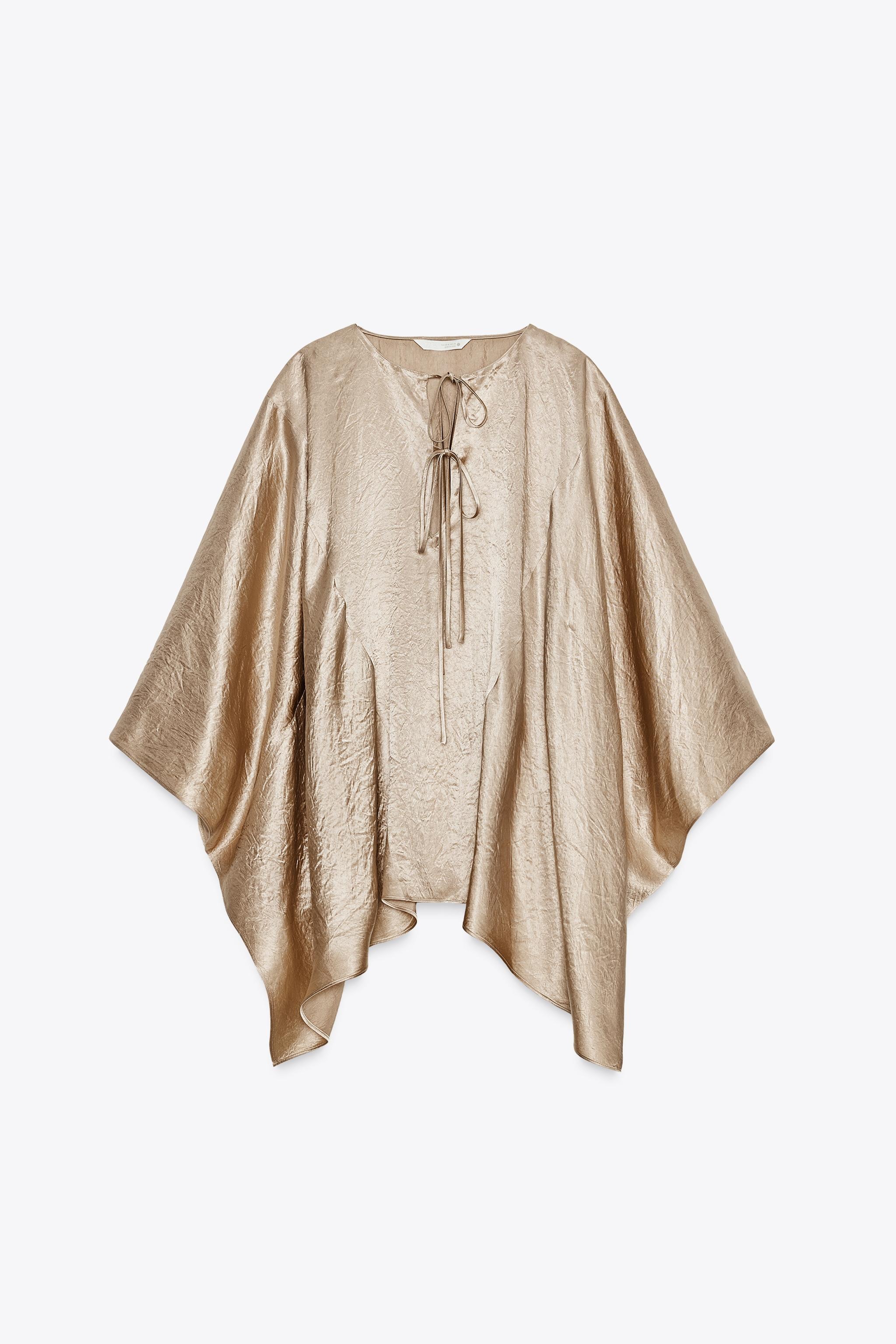 ZARA, Zw Collection Satin Effect Cape Shirt