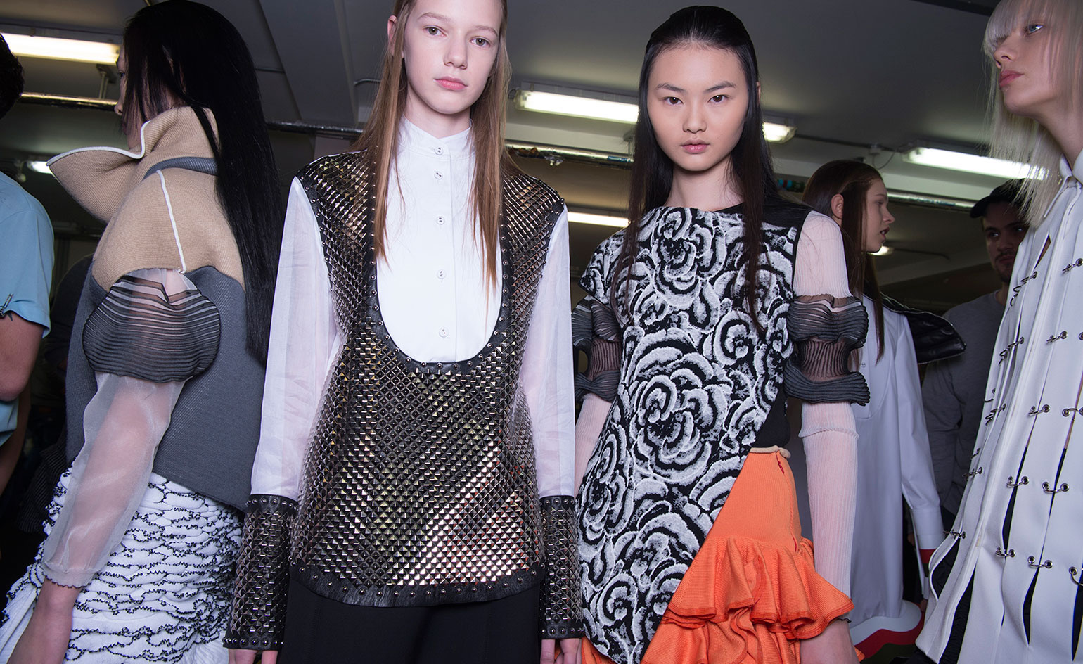 Models backstage at JW Anderson A/W 2016