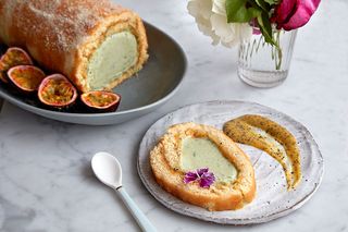 Recipe: Arctic roll with basil ice cream and passionfruit curd