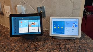 Echo Show 10 (right) and Nest Hub Max (left)