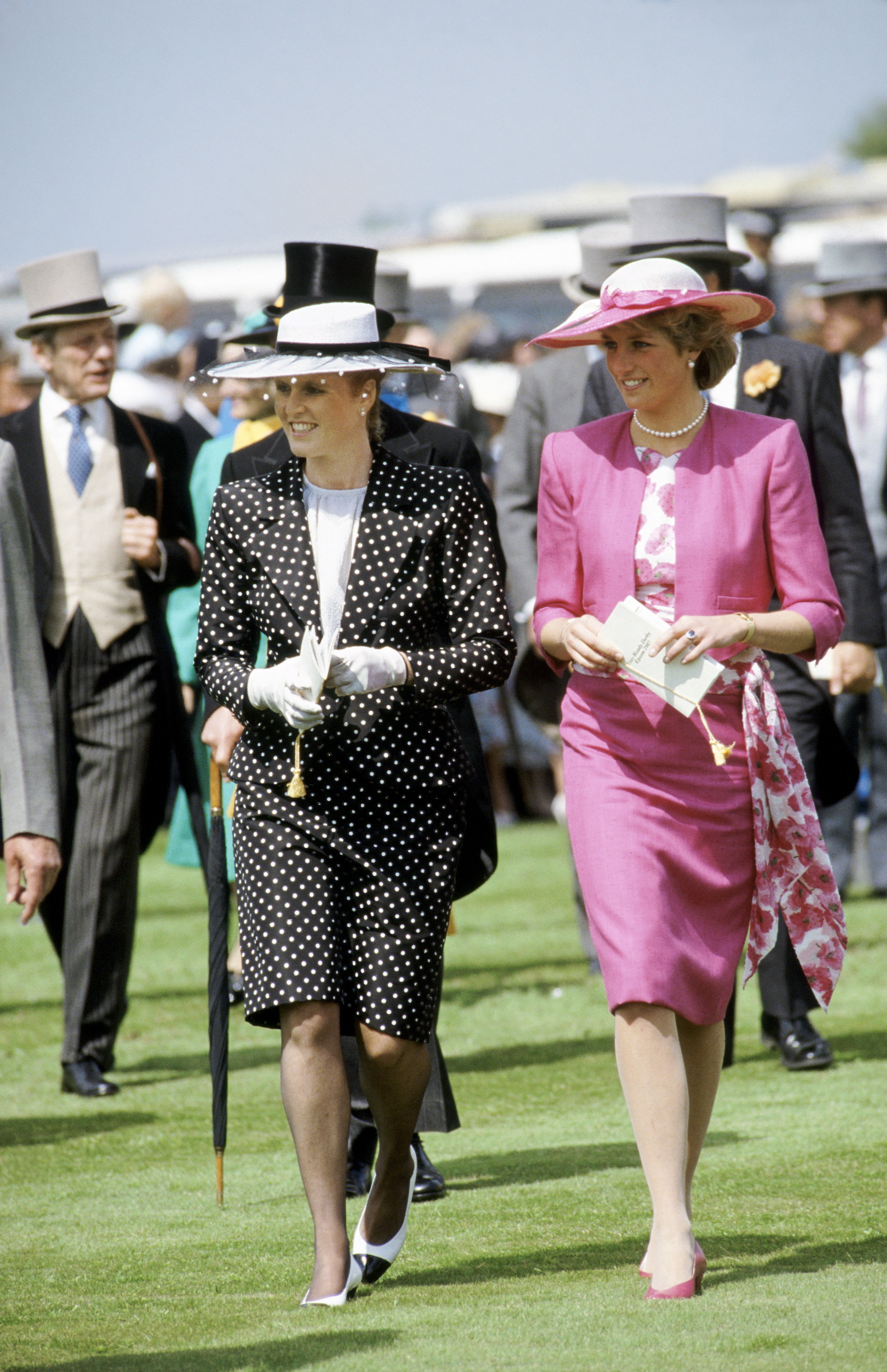 Sarah Ferguson wearing two different polka-dot outfits