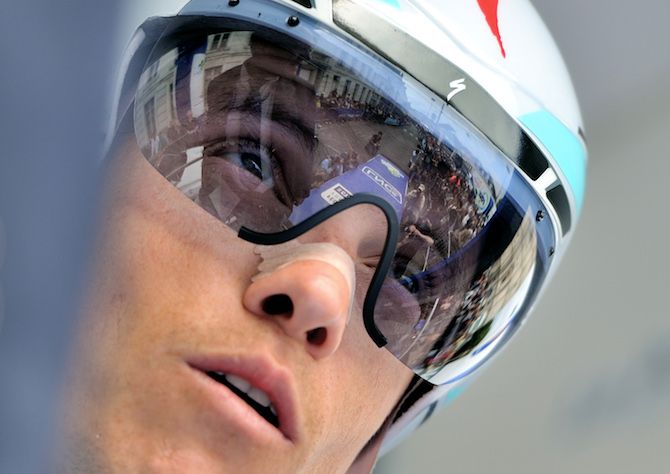 A picture of concentration ahead of the 2011 French time trial championships - an event Chavanel would win six times during his career