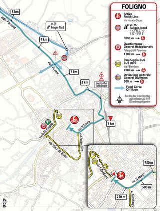 Tirreno-Adriatico stage 3 2023 final kilometres map